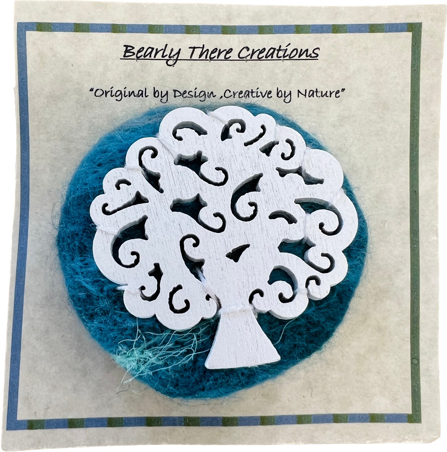 Felicity Clarke - Brooch [White tree on blue felt]