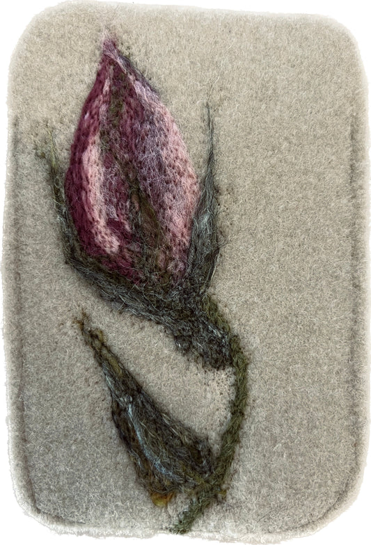 Felicity Clarke - Glasses Case [Purple flower on beige felt]