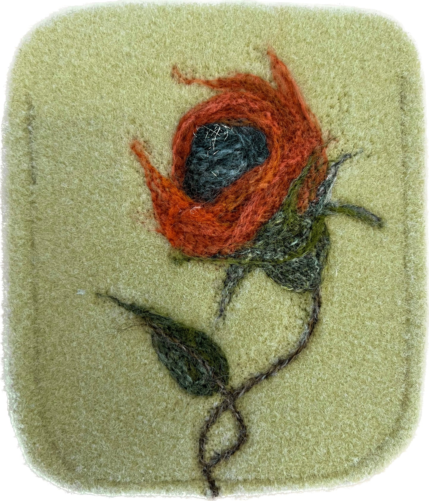 Felicity Clarke - Glasses Case [Orange flower on green felt]