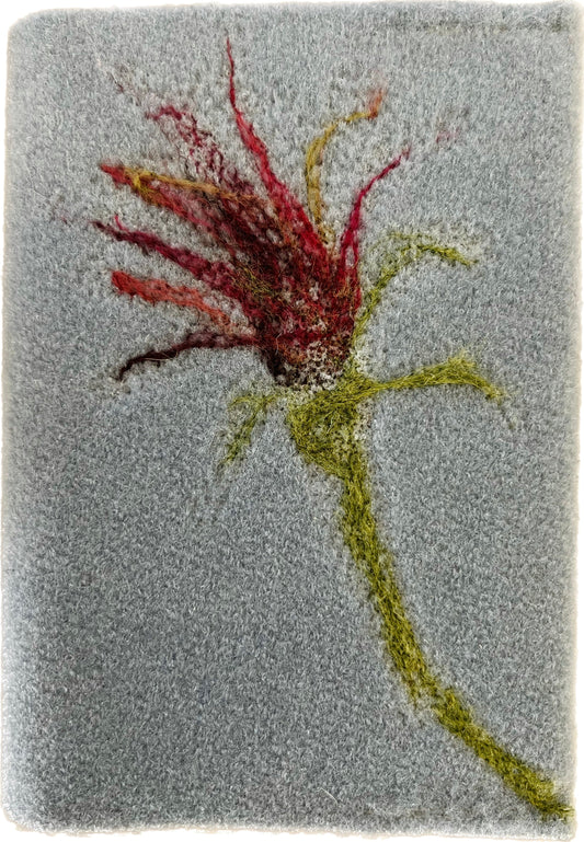 Felicity Clarke - A6 Felted Notebook [Red flower on grey felt]